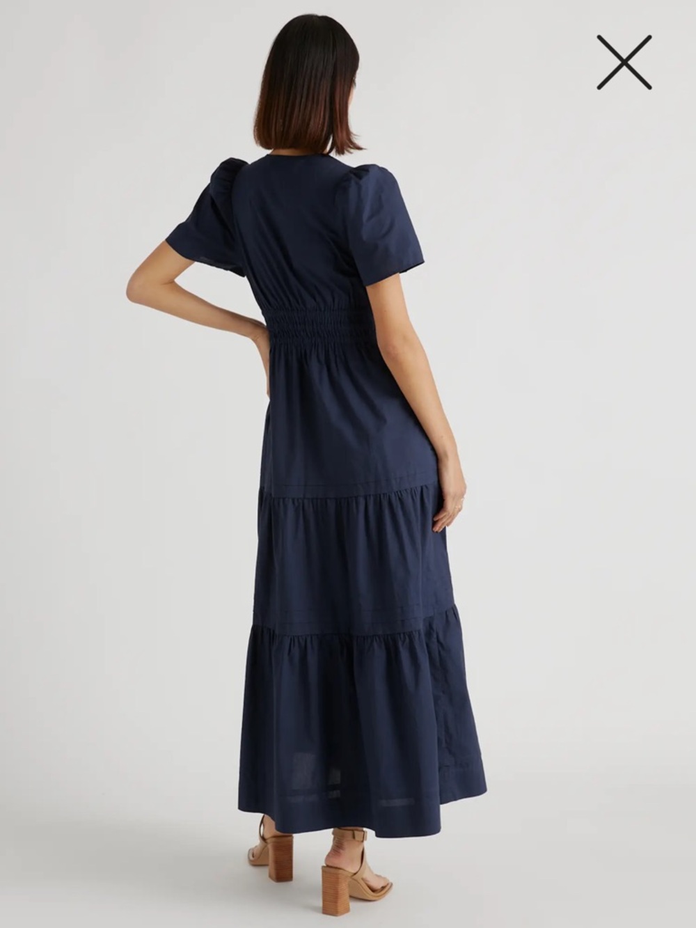 Quince 100% Organic Cotton Poplin Tiered Maxi Dress Size Medium - Picture 2 of 6